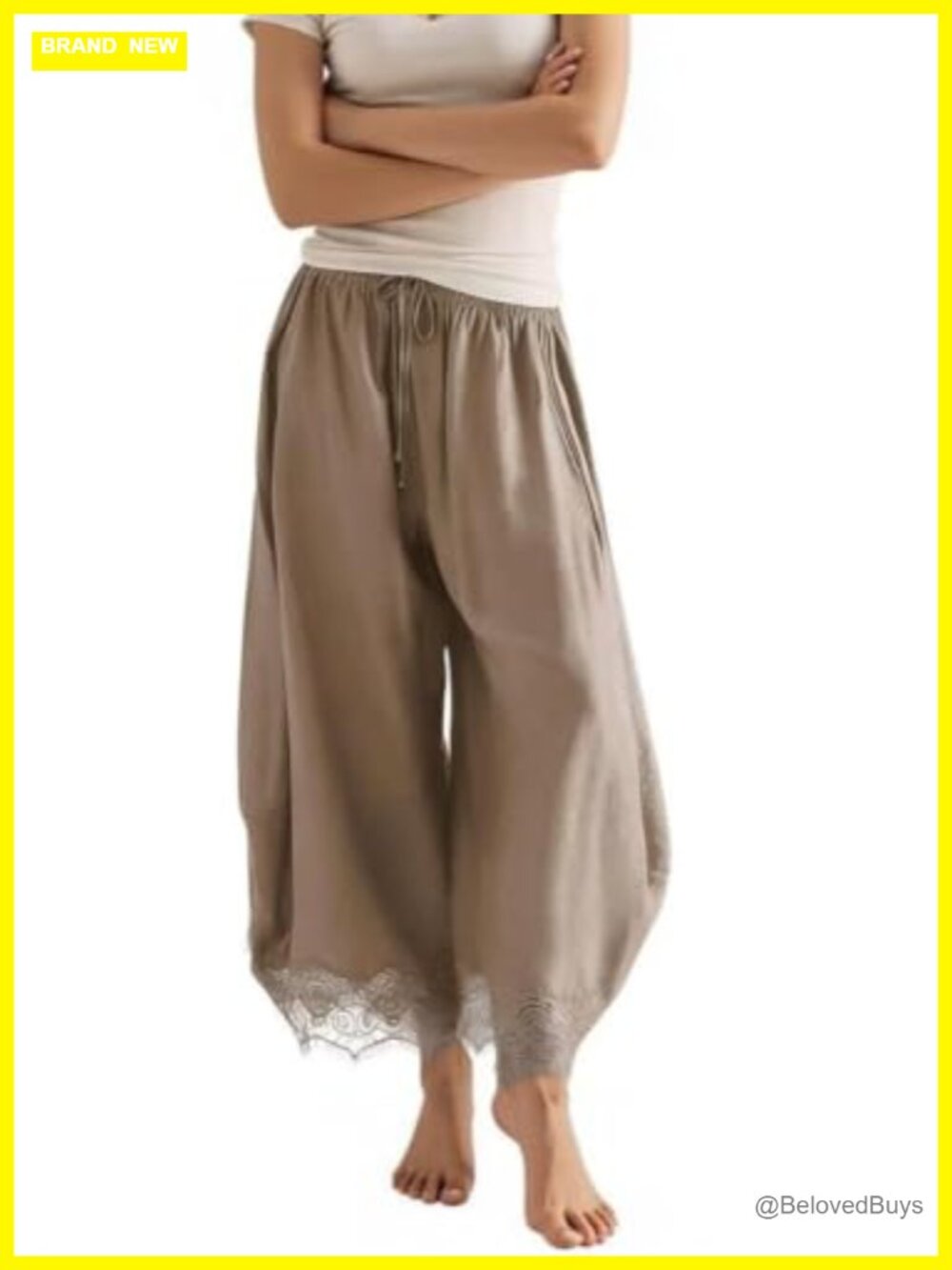 Women Lace Trim Bloomers Ruffle Vintage Pantaloons Lightweight Pettipants